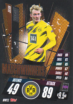 Julian Brandt Borussia Dortmund 2020/21 Topps Match Attax CL Matchwinners #MW11